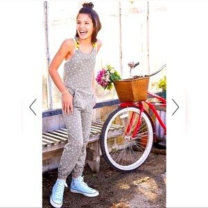 Matilda Jane Gray White Yellow Floral Stardust Overalls